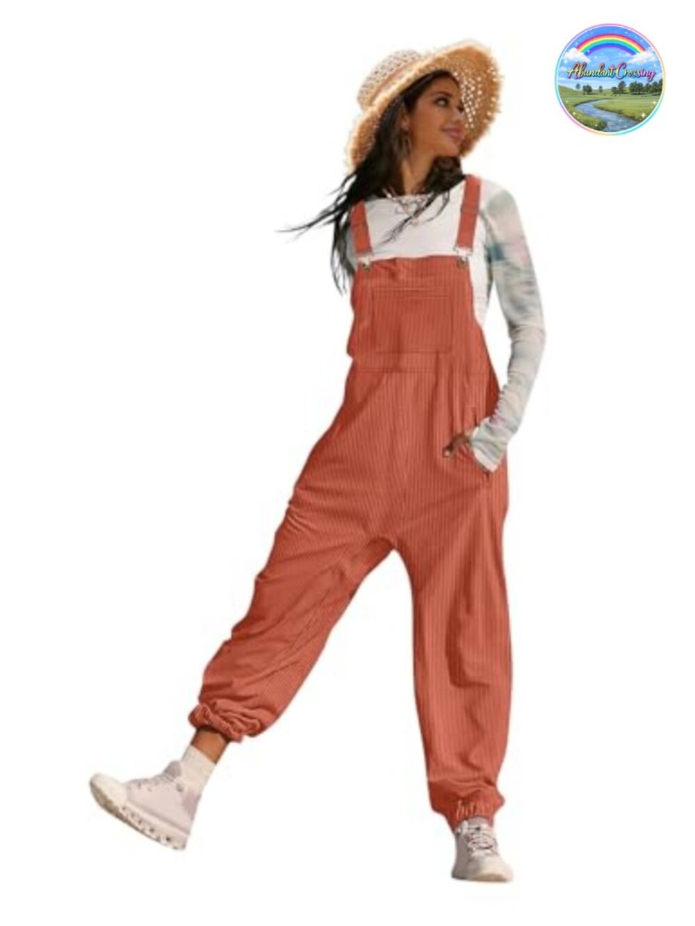 Women's Corduroy Overalls Sleeveless Adjustable Straps Loose Bib Jumpsuit